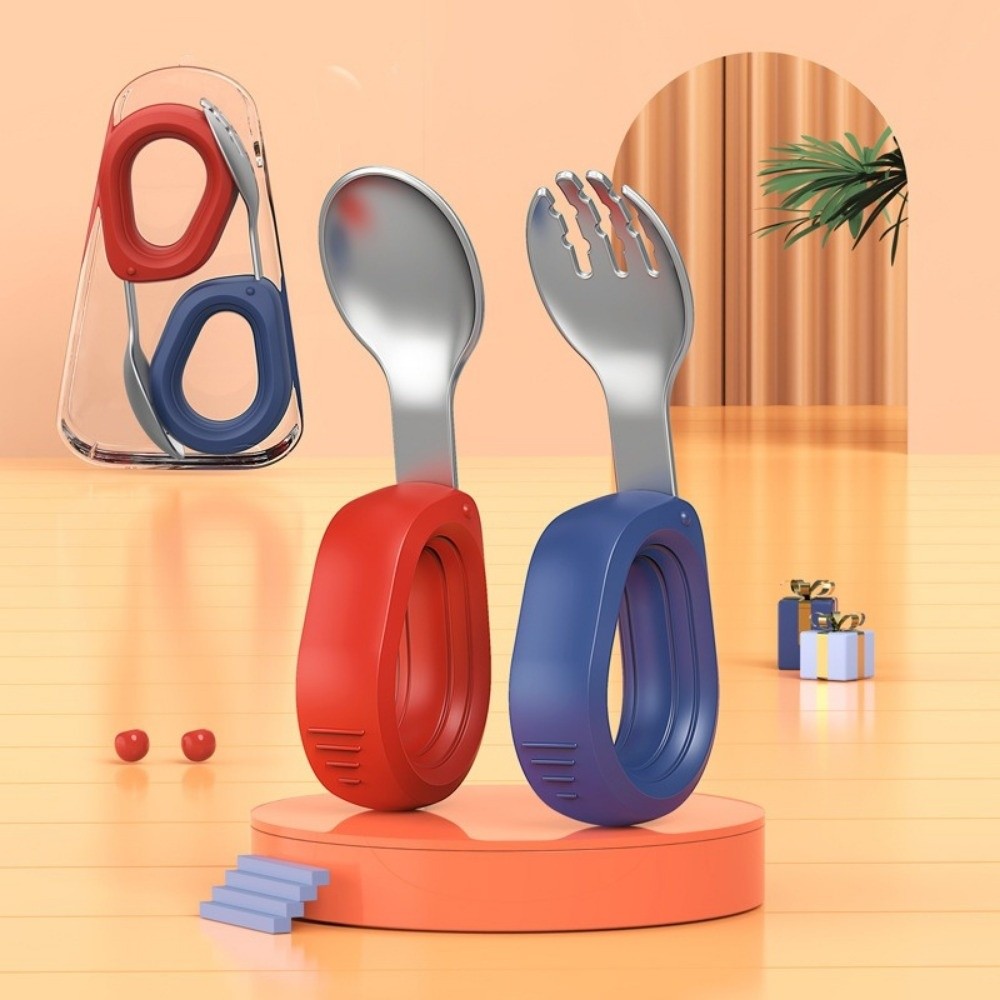 Self Feed Spoon - ชุดช้อนซิลิโคนสำหรับเด็ก ด้ามจับซิลิโคน ดีไซน์ป้องกันการสำลัก ปลอดสาร BPA ชุดภาชนะสำหรับเด็ก