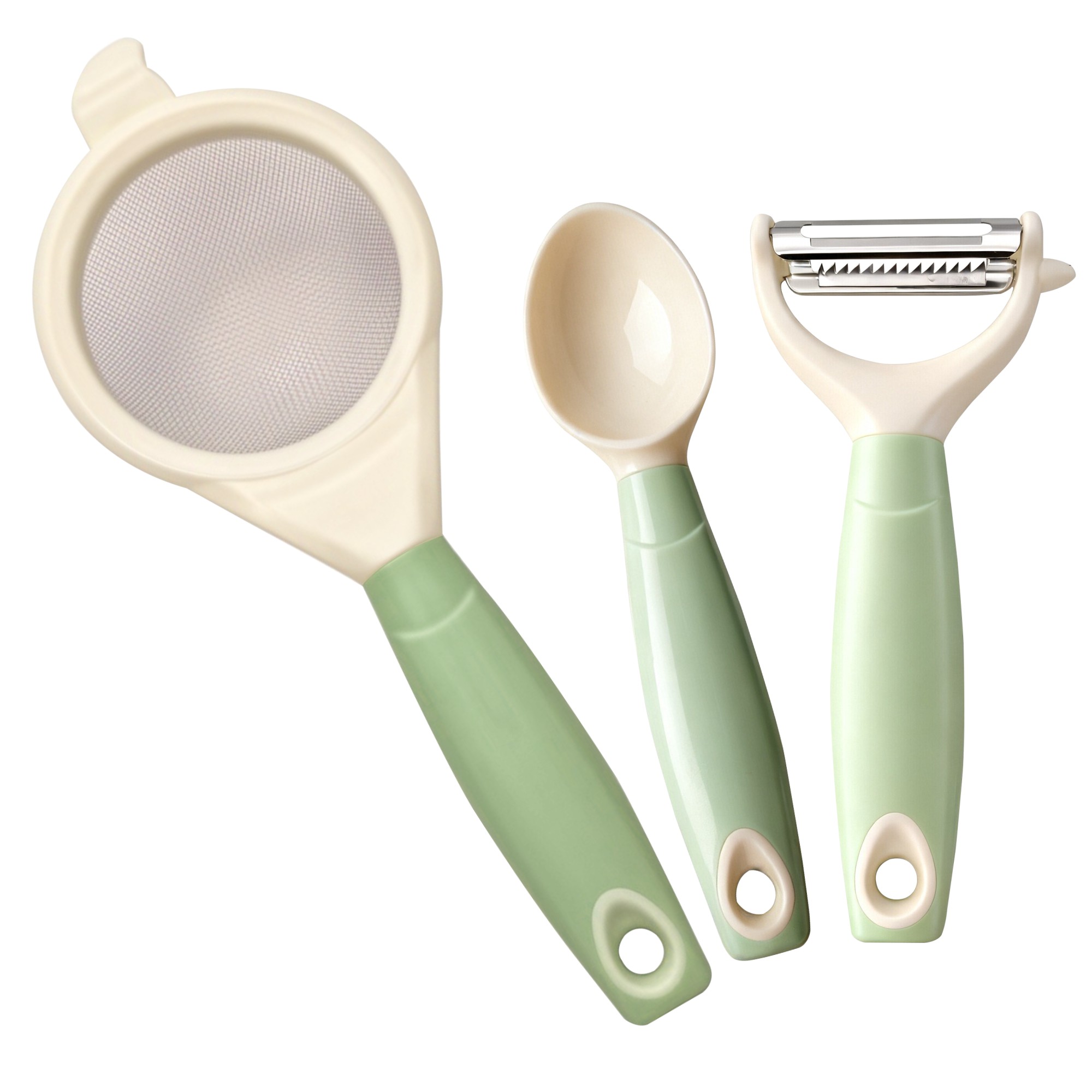 Baby Food Strainer - ชุดอุปกรณ์เตรียมอาหารสำหรับเด็ก 3 ชิ้น ช้อนป้อนอาหารเด็ก ที่กรองอาหาร ที่ปอกเปลือก