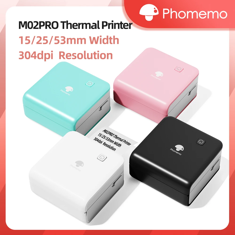 Baby Food Label - Phomemo เครื่องพิมพ์แบบพกพาขนาดเล็ก M02Pro แบบไร้สาย300dpi การพิมพ์แบบไร้หมึก15/25/50/53มม. สำหรับติดฉลากได้ง่าย