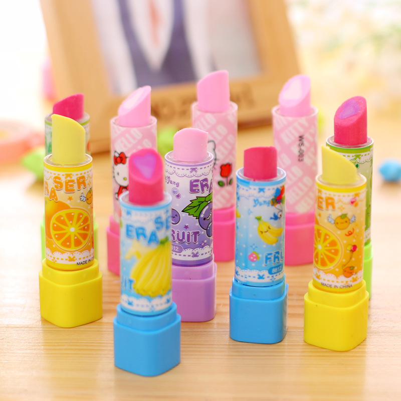 Baby Food Fruits - 10 ชิ้นการ์ตูนผลไม้ลิปสติกรูปร่างยางลบของขวัญเครื่องเขียนสําหรับเด็กวันเกิด Party Favors Back To