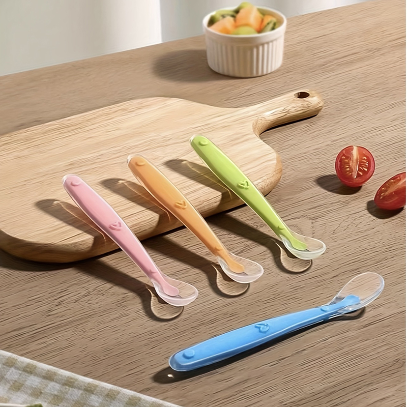 Baby Food Utensils - 1/2 ชิ้น ช้อนซิลิโคนปลายอ่อนสำหรับเด็ก ช้อนป้อนอาหารที่ปลอดภัยสำหรับเด็กเล็ก อุปกรณ์ฝึกป้อนอาหารด้วยตัวเองสำหรับเด็กวัยหัดเดิน