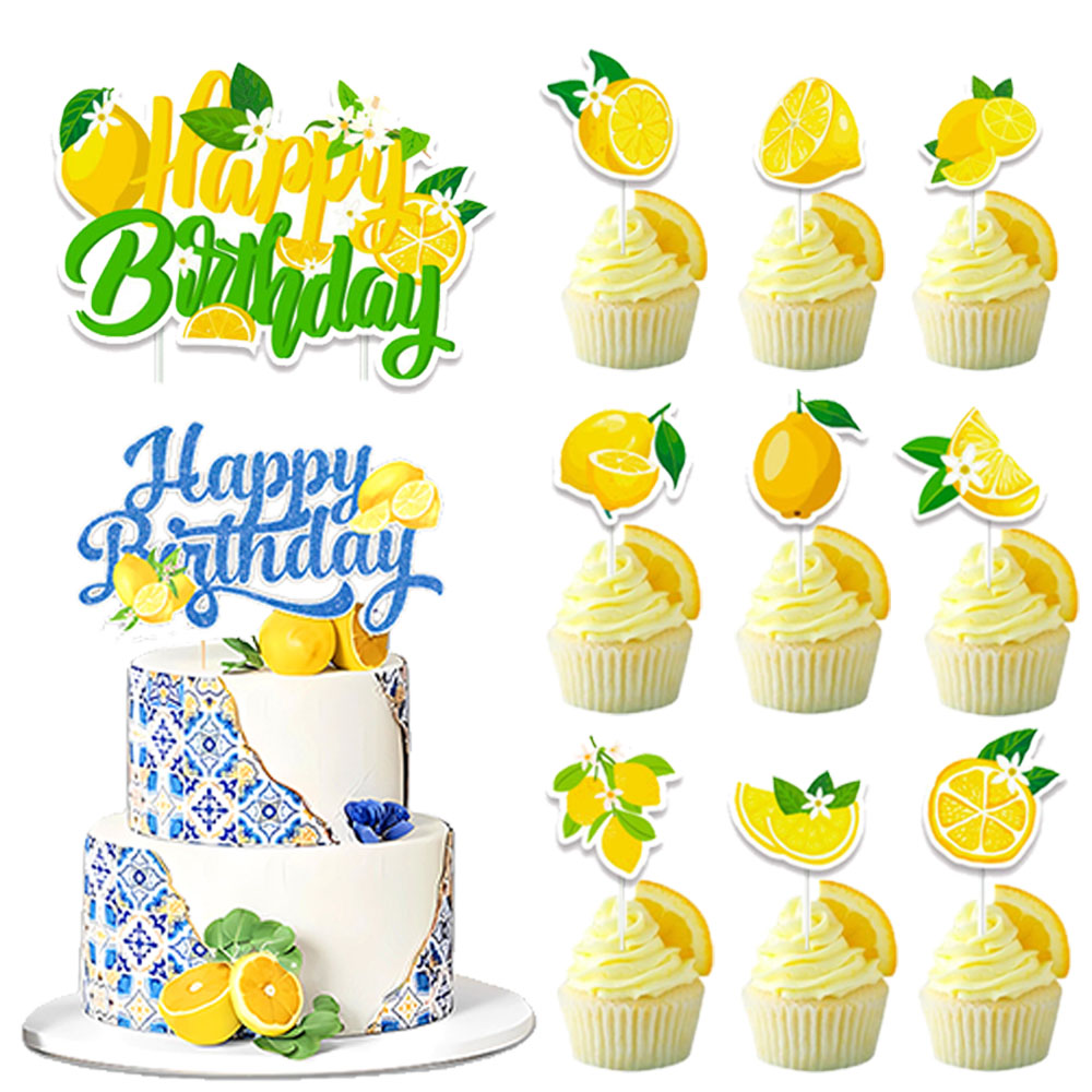 Baby Food Fruits - Lemon Cupcake Toppers ฤดูร้อนน่ารัก Lemon Cupcake