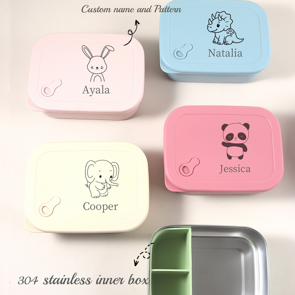 Baby Food Utensils - กล่องอาหารกลางวันเด็กซิลิโคนขนาด 1200 มล. 1 ชิ้น สกรีนชื่อและลวดลายได้ตามต้องการ