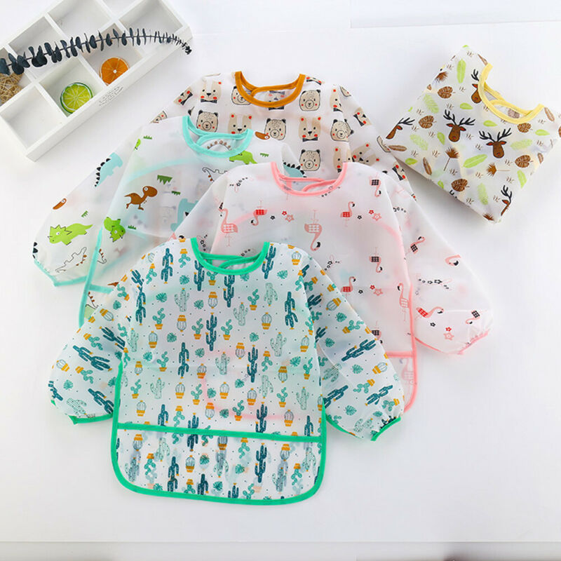Baby Food Equipment - ผ้ากันเปื้อนเด็กใหม่น่ารักเด็กทารก Stuff เด็กวัยหัดเดินกันน้ําแขนยาว Art Smock Feeding
