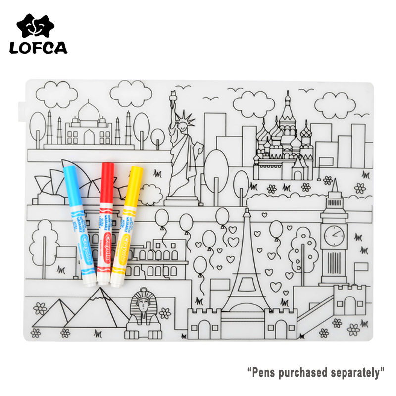 Baby Food Utensils - ซิลิโคนเด็ก Placemat 1Pc เด็กอาหารเย็นซิลิโคนแผ่นรองจานกันน้ำให้อาหารเด็กทารกแผ่น Reusable ระบายสี