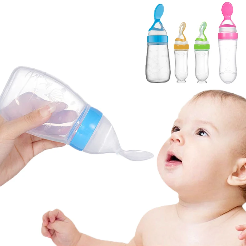 Baby Food Utensils - ปลอดภัยขวดนมเด็กช้อนนมขวดเด็ก Feeder อาหารเสริมอาหารช้อนเด็ก Gadgets BPA ฟรี