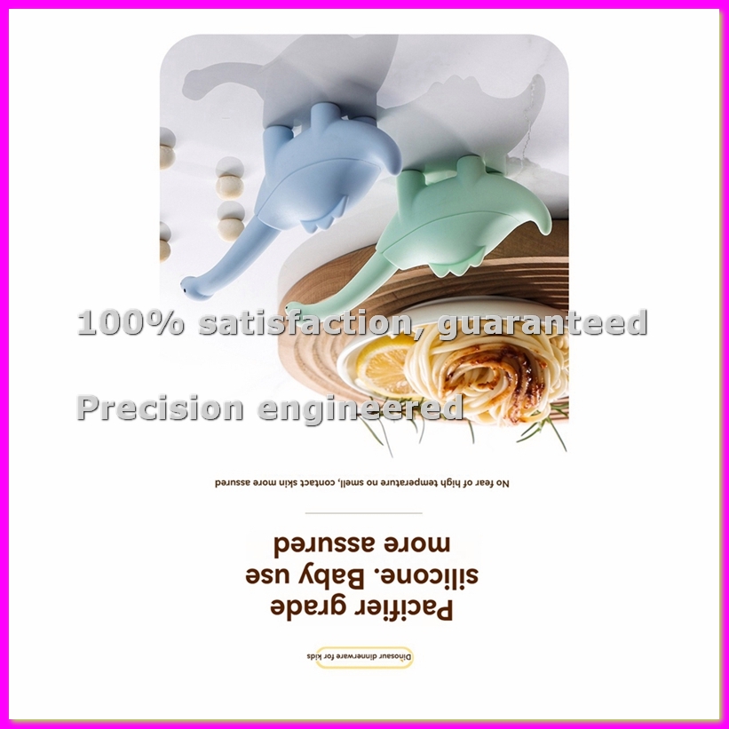 Baby Food Utensils - ช้อนป้อนอาหารเด็กรูปไดโนเสาร์ ช้อนส้อม ชุดช้อนส้อมสแตนเลสสำหรับเด็ก ลายการ์ตูน สีฟ้า-PZZW