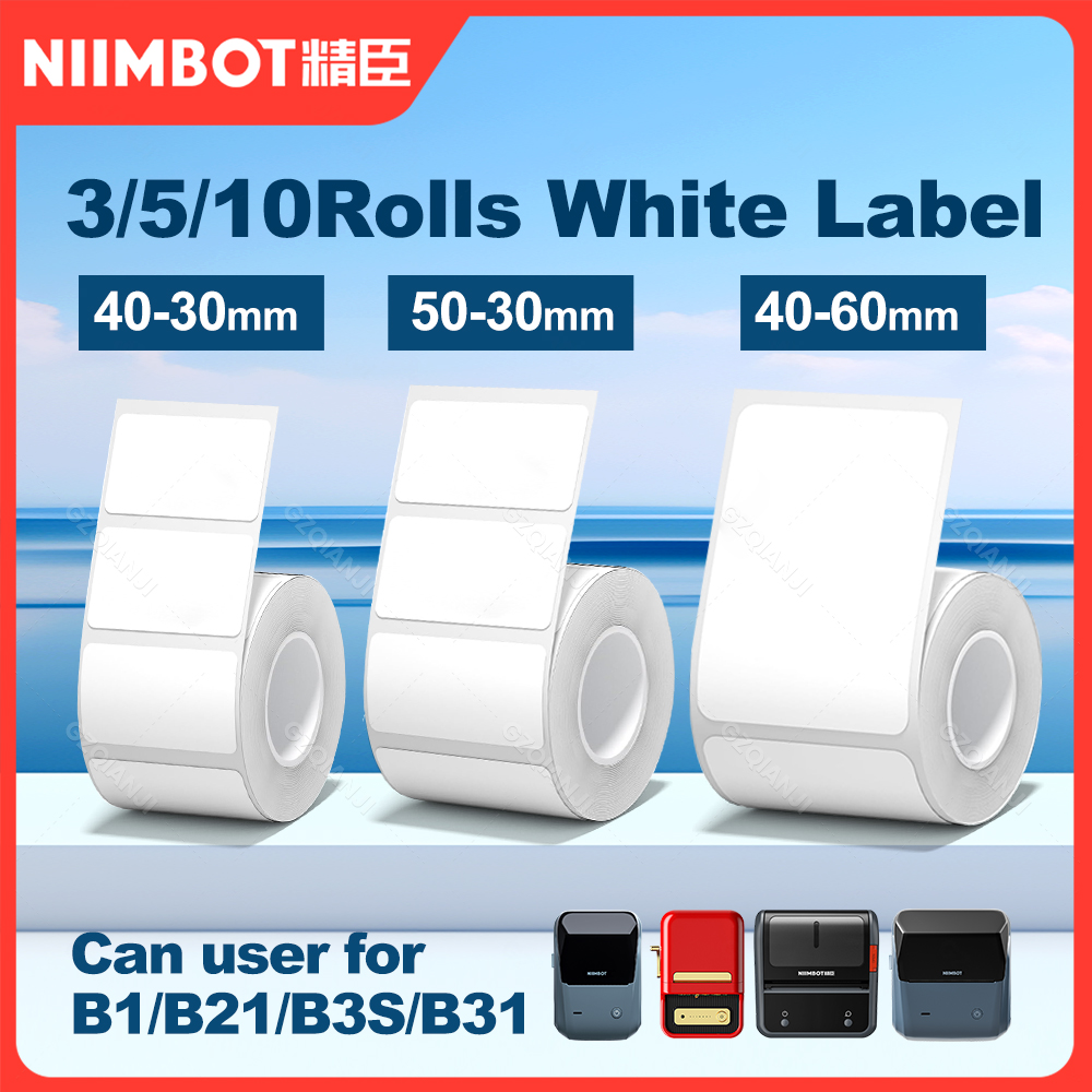 Baby Food Label - 3/5/10 NiiMBOT สีขาวป้ายกระดาษกันน้ํา Self-กาวม้วนสําหรับ B1 B21