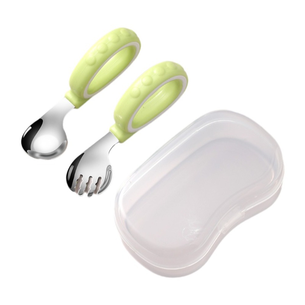 Self Feed Spoon - ชุดช้อนส้อมสแตนเลส 316L จับง่าย ขัดเงาเรียบ ชุดช้อนฝึกหัด พร้อมกล่องเก็บ