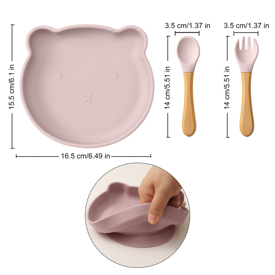 สีเด็ก 3PCS การ์ตูนหมีซิลิโคนช - Self Feed Spoon บทวิจารณ์และราคา