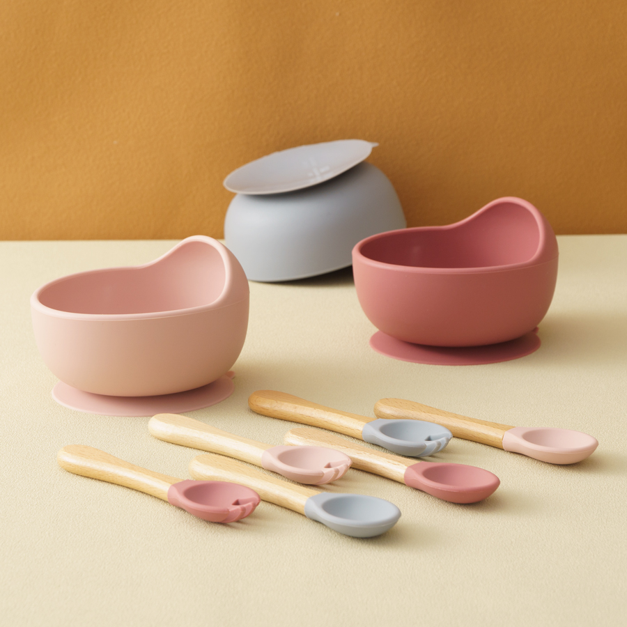 3 ชิ้นซิลิโคนเด็กชุดชามเด็กการ - Baby Food Utensils บทวิจารณ์และราคา