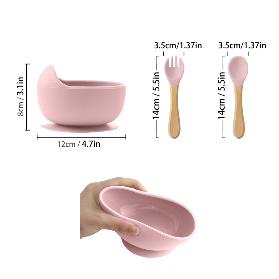3 ชิ้นซิลิโคนเด็กชุดชามเด็กการ - Baby Food Utensils บทวิจารณ์และราคา