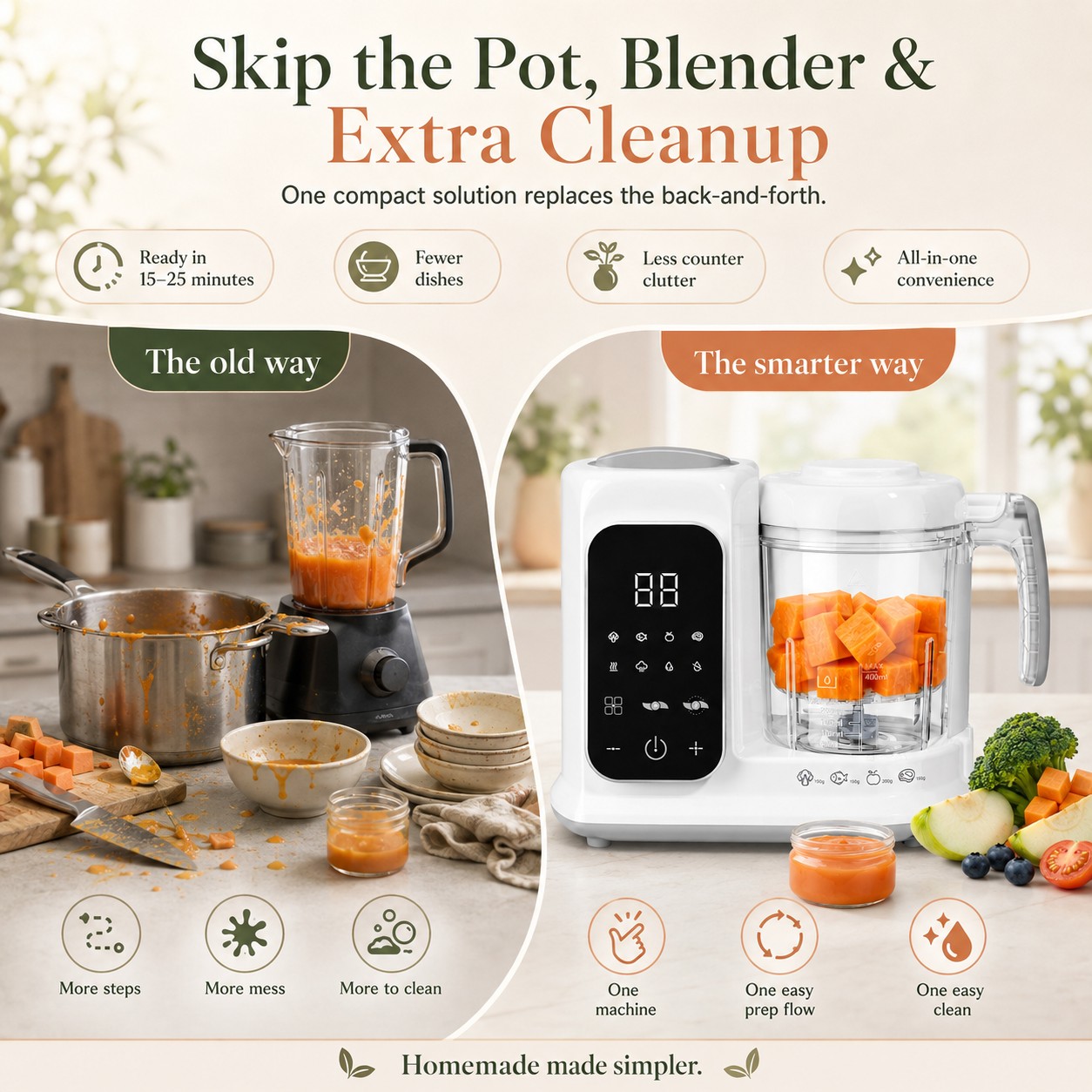เครื่องทำอาหารสำหรับทารกในครัว - Baby Food Maker And Steamer บทวิจารณ์และราคา
