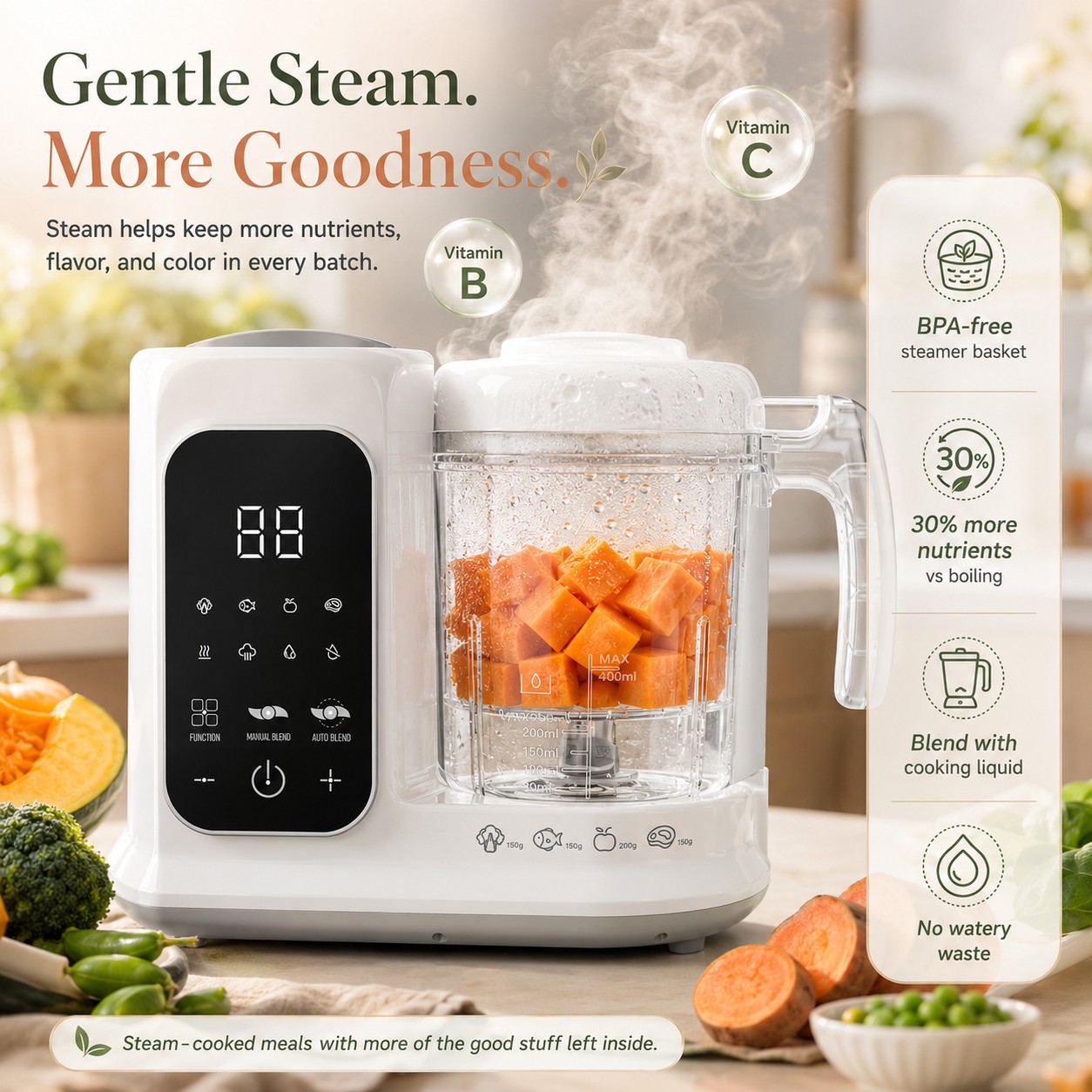 เครื่องทำอาหารสำหรับทารกในครัว - Baby Food Maker And Steamer บทวิจารณ์และราคา